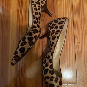 Cole Haan leopard print calfskin kitten heels